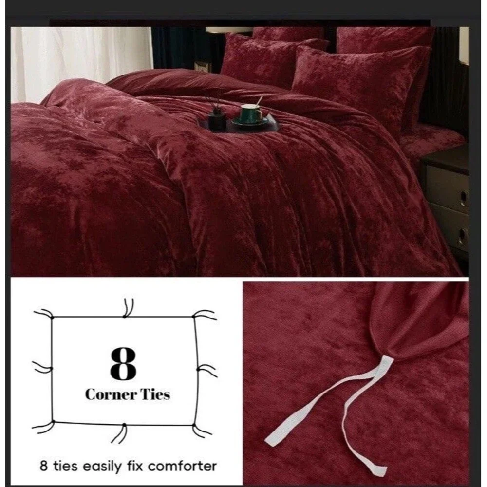 PHF Truly Velvet Duvet Cover Set Queen Size, 3pcs Ultra Soft